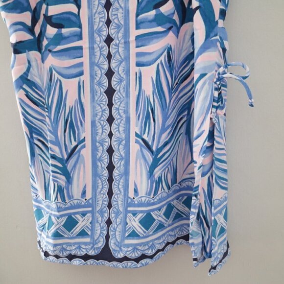 NWT Lilly Pulitzer Donna Engineered Romper Size 16 Blue Pink Tropics Tint Print - Picture 7 of 11